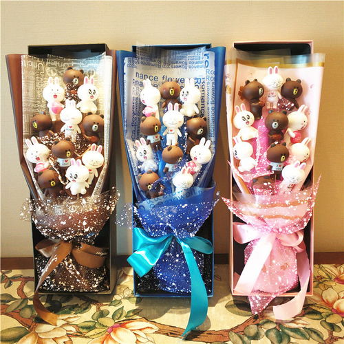 布朗熊卡通公仔娃娃玩偶花束禮盒女生生日禮物小熊黑科技產品禮物
