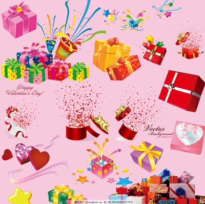 節(jié)日禮品,矢量禮品 彩帶 包裝盒 圣誕節(jié)禮物 絲帶-