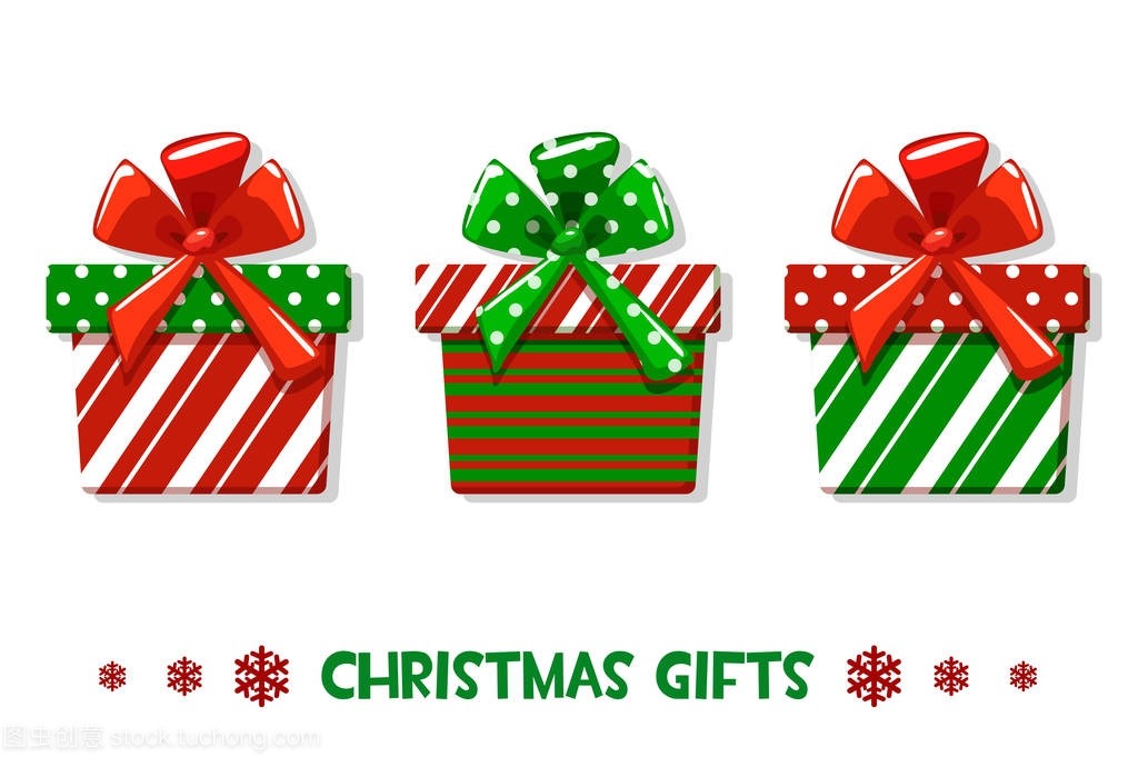 矢量卡通圣誕綠紅禮品